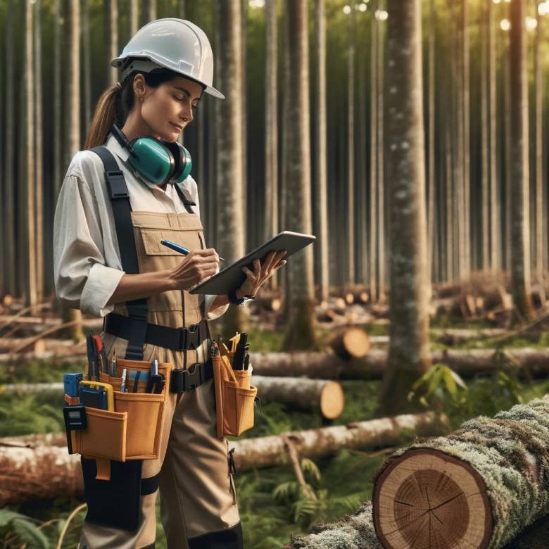 imagen de mujer profesional realizando un avaluo de bienes forestales